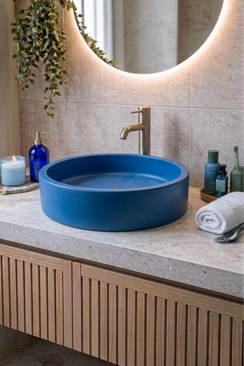 Modern Beton Lavabo - Mavi