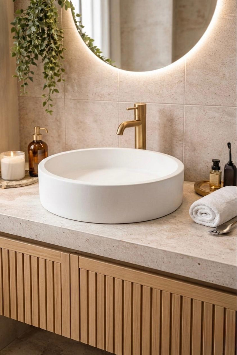 Modern Beton Lavabo - Beyaz