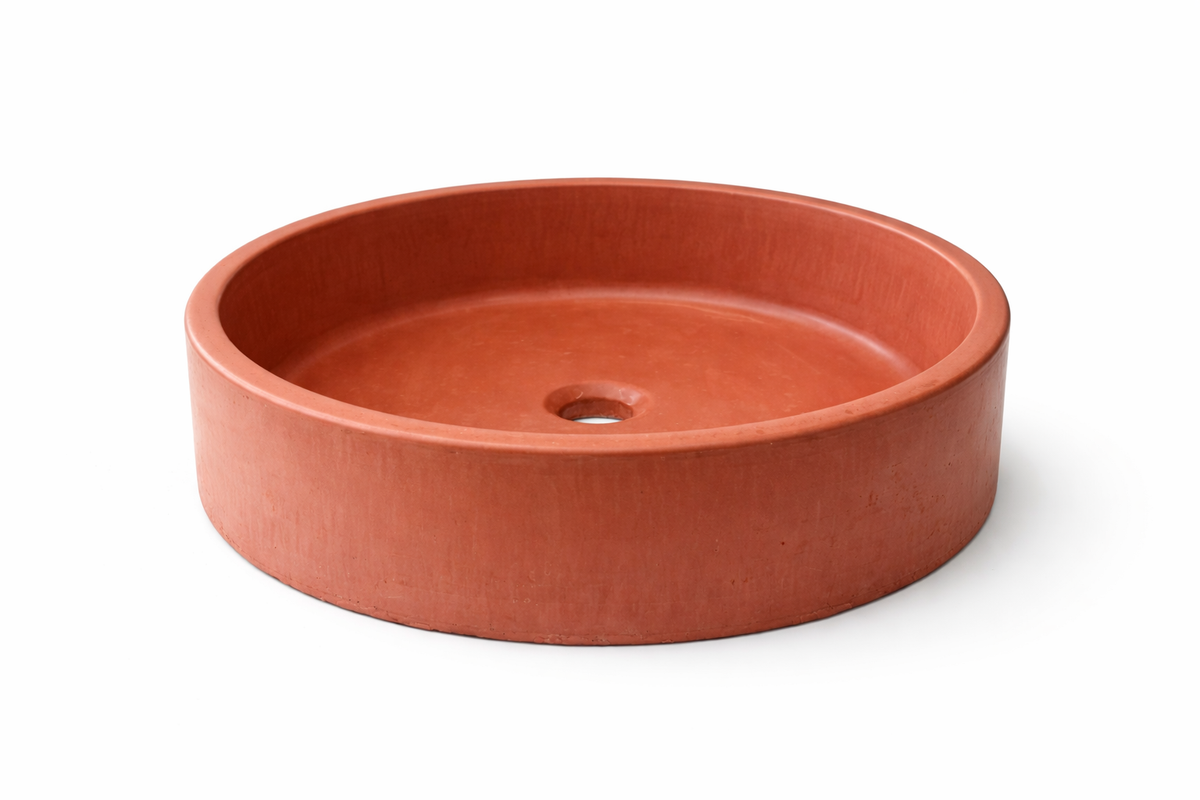 Lavabo | Beton Lavabo | Tezgah Üstü Lavabo Yuvarlak - Turuncu