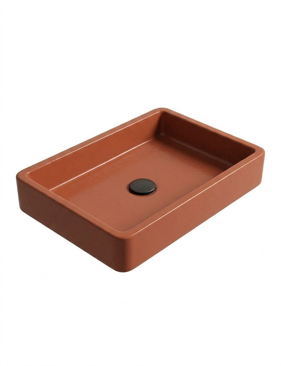 Lavabo | Beton Lavabo | Tezgah Üstü Lavabo Dikdörtgen - Turuncu