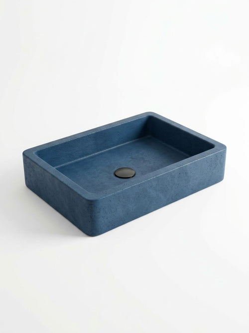 Lavabo | Beton Lavabo | Tezgah Üstü Lavabo Dikdörtgen - Mavi