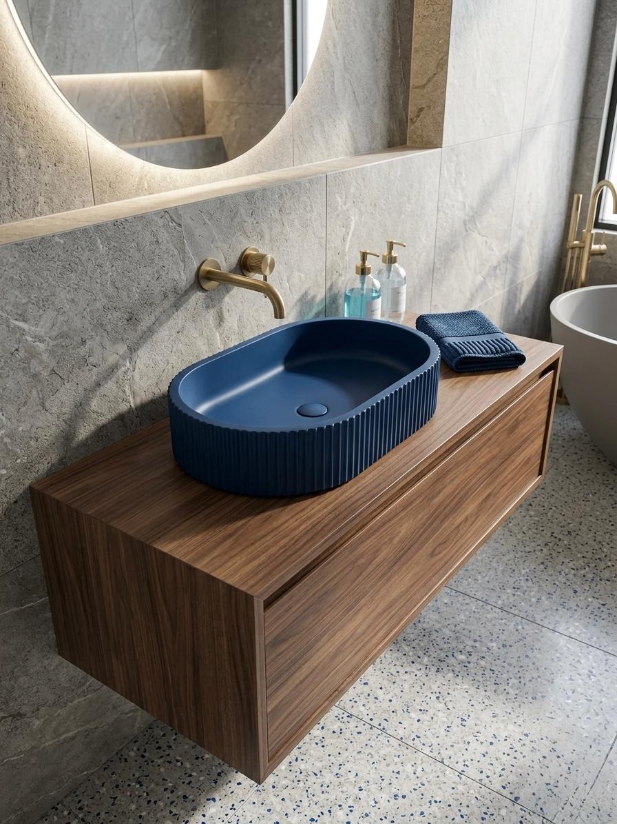 Oval Bella Lavabo - Mavi