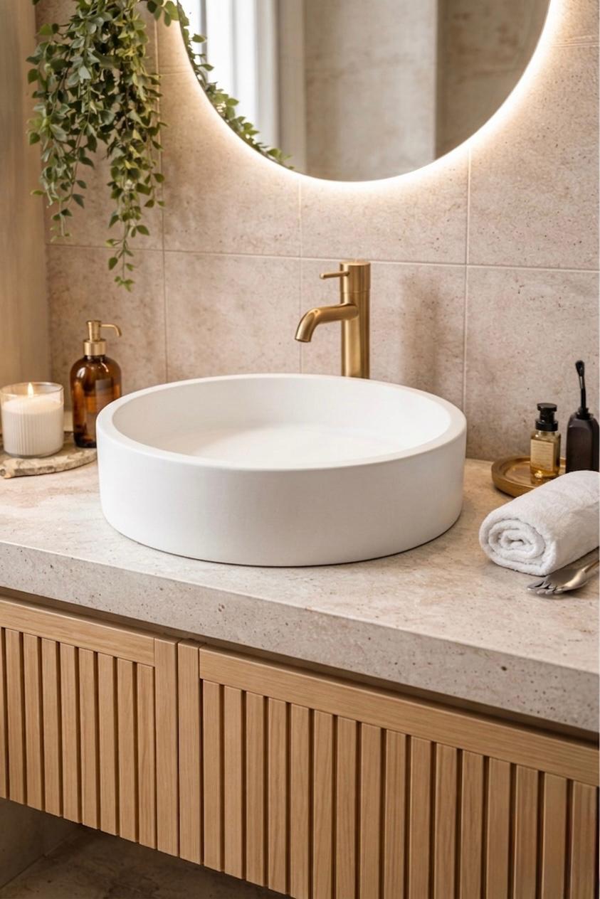 Modern Beton Lavabo - Beyaz